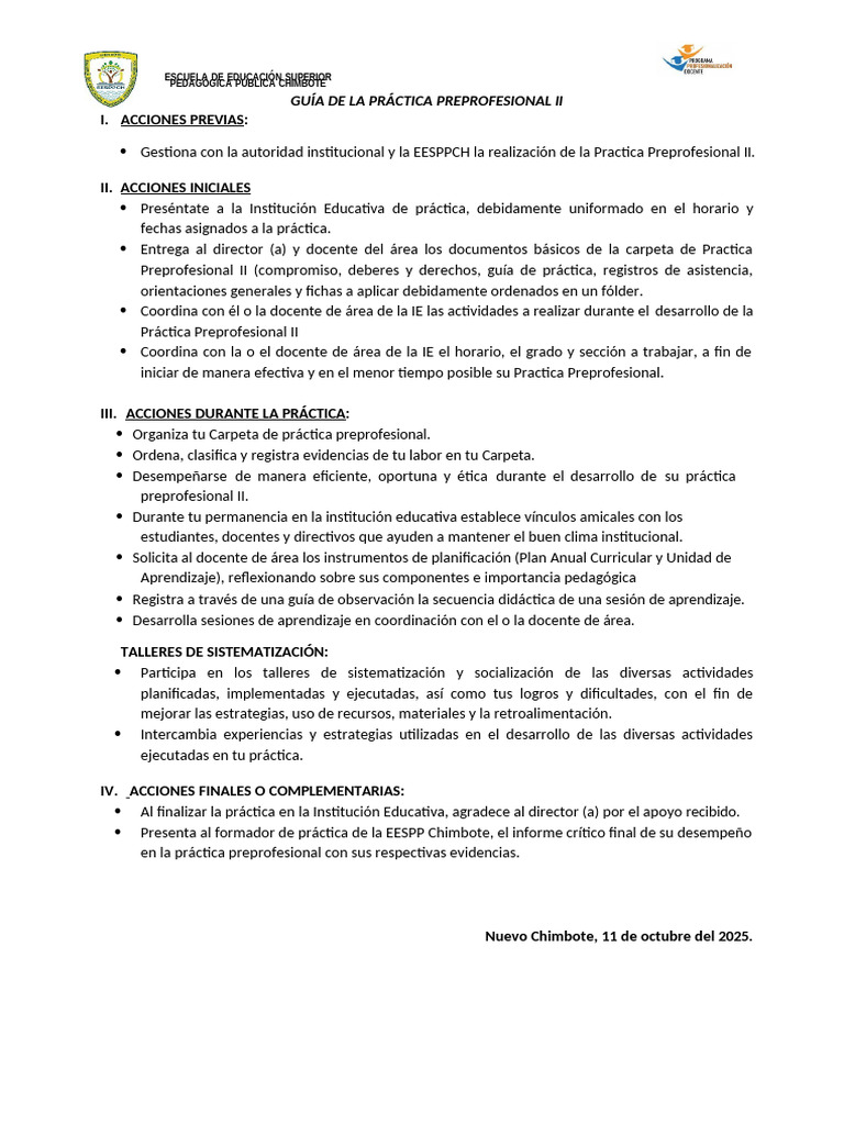 4 Guia de La Práct. Pre Profesional II | PDF | Maestros | Aprendizaje
