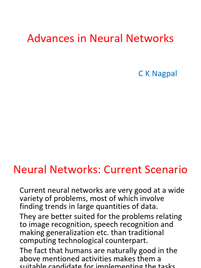 Advances in Neural Networks Overview | PDF | Deep Learning | Artificial ...