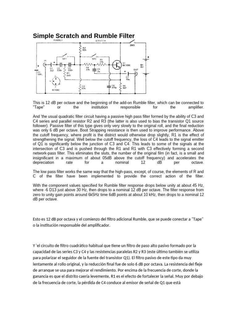 Filtro Rumble y Scratch de 12 dB/octava | PDF | Filtro electronico ...