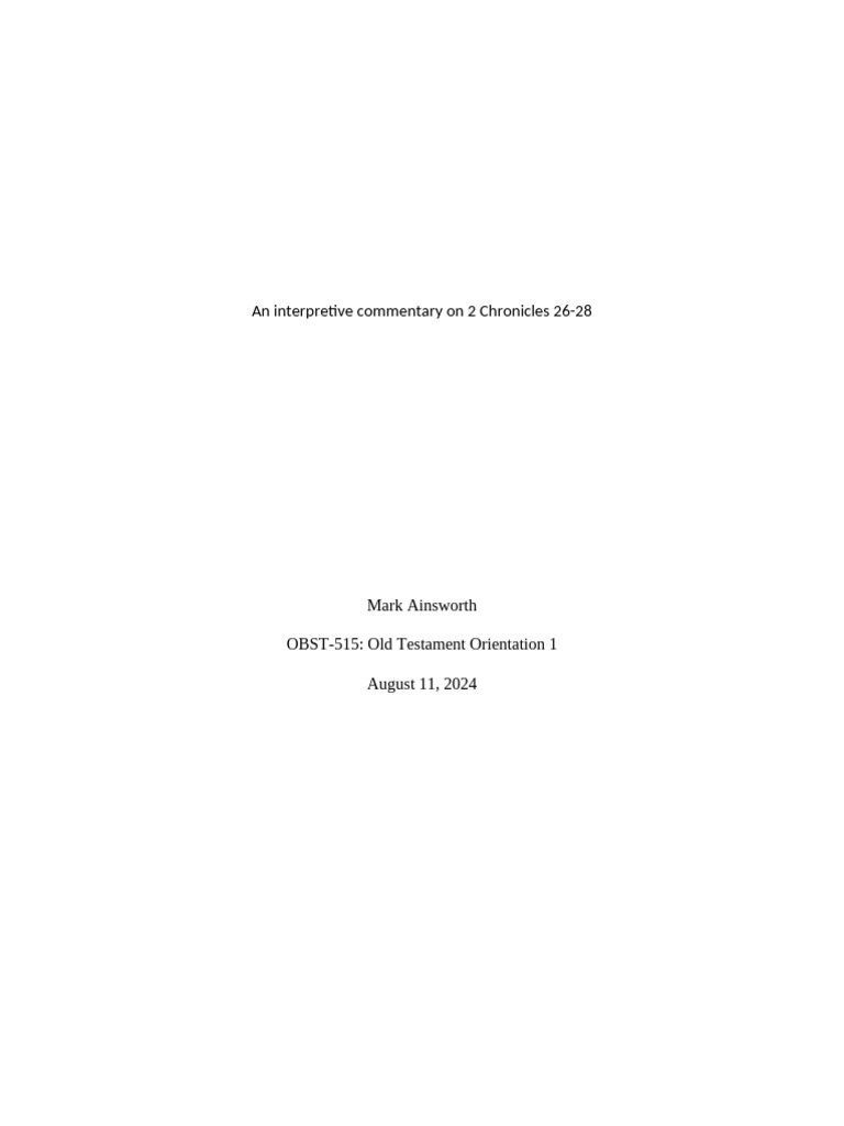 Commentary on 2 Chronicles 26-29 | PDF | Books Of Chronicles ...