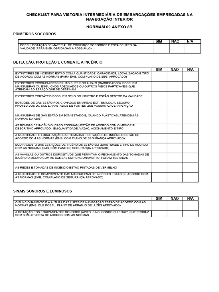 Checklist CSN Nav. Interior 8 | PDF