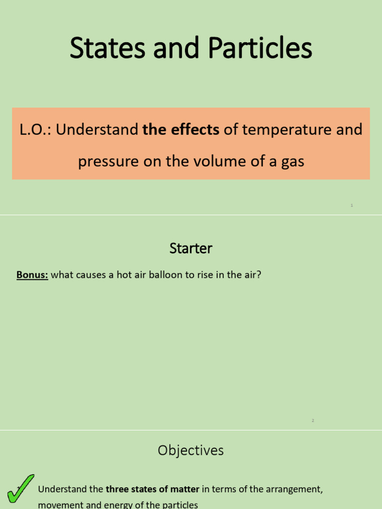 C1.4 Temperature and Pressure On Gases | PDF