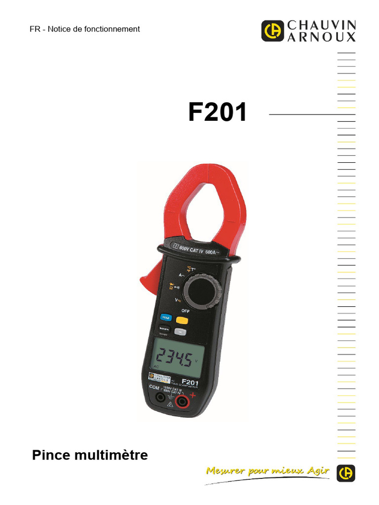 Notice d'utilisation Pince Multimètre F201 | PDF | Compatibilité ...
