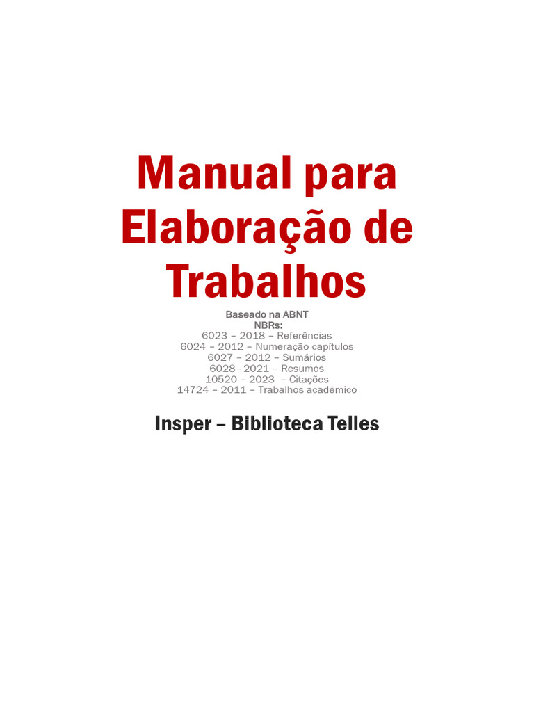 Guia ABNT para Trabalhos Acadêmicos | PDF | Citação | Abstract (resumo)
