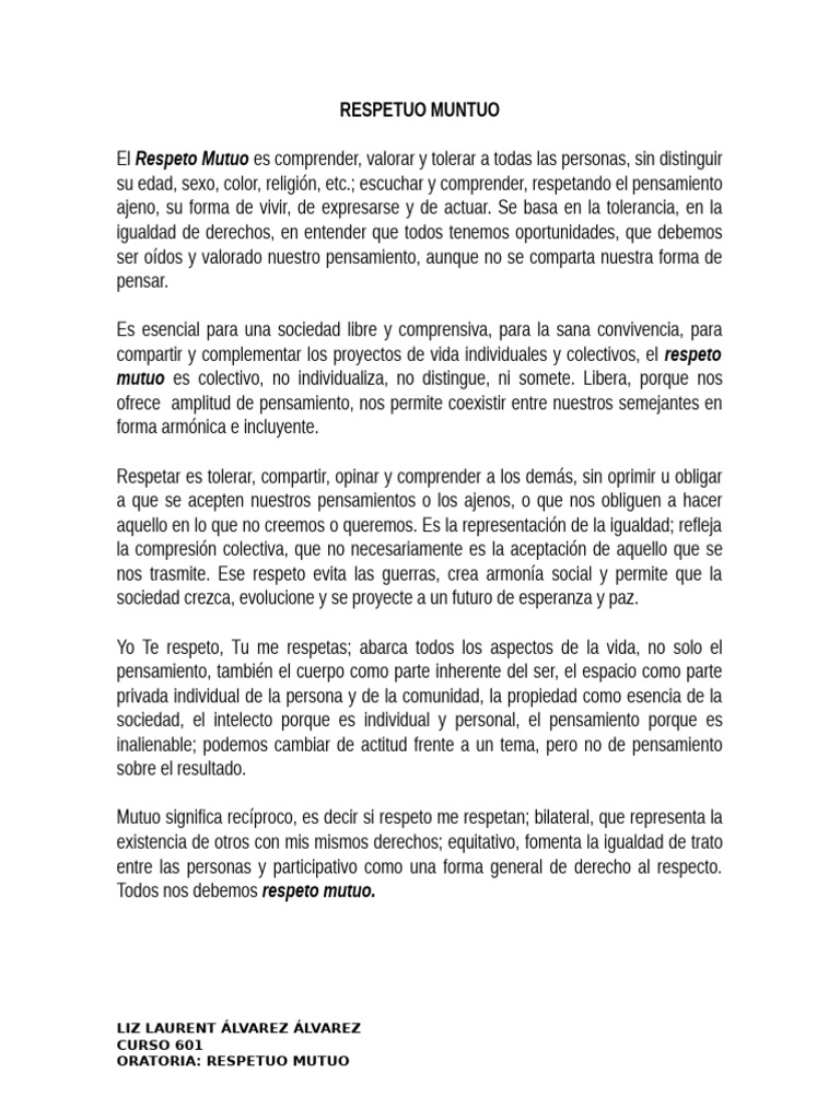 Importancia del Respeto Mutuo en Sociedad | PDF
