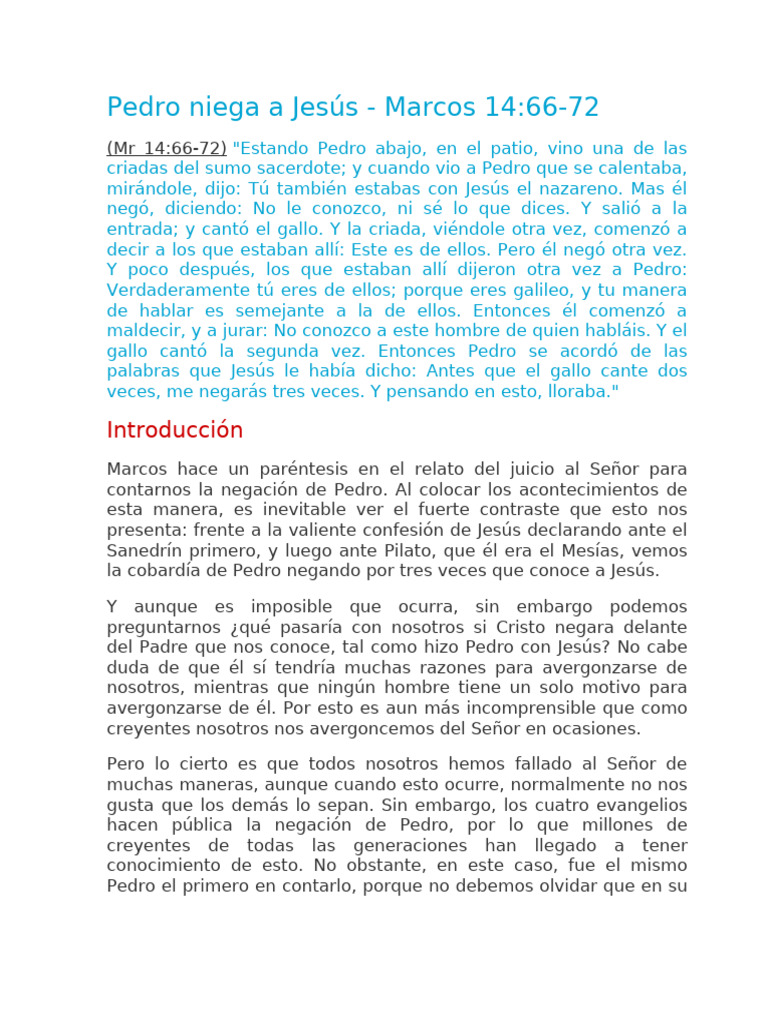 La negación de Pedro: lecciones bíblicas | PDF | Jesús | San Pedro