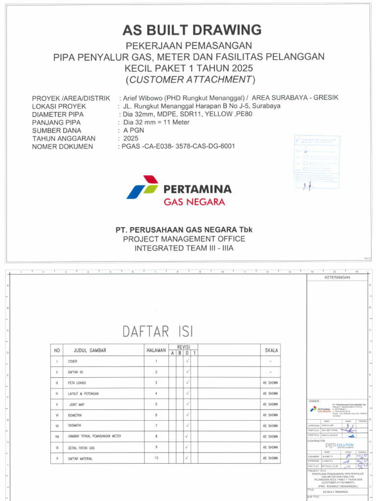 As Built Drawing - Paket 1 Tahun 2025 (PHD Rungkut Menanggal) | PDF