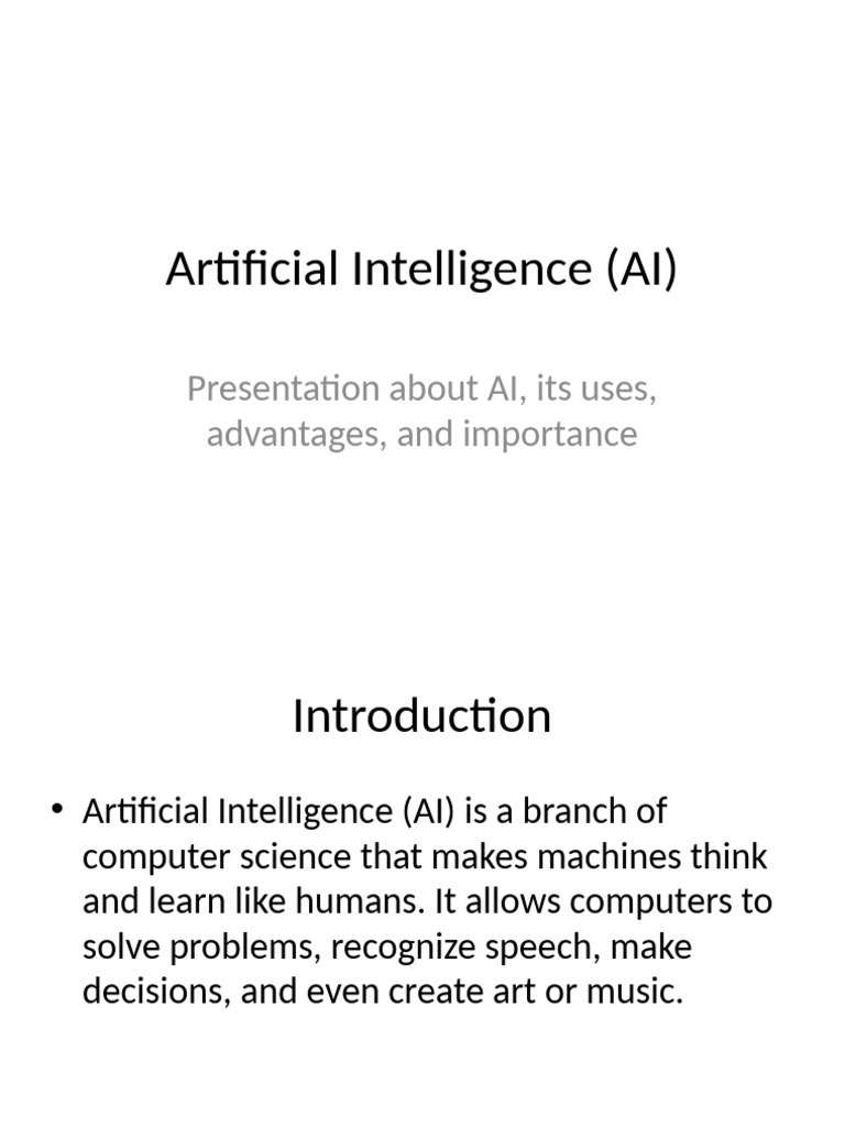 Artificial Intelligence Presentation | PDF