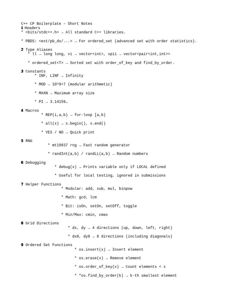 C++ Competitive Programming Boilerplate | PDF | Integer (Computer ...