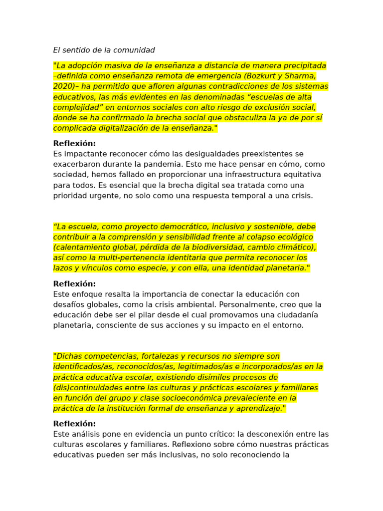 Educación y Comunidad en Tiempos de Crisis | PDF | Aprendizaje | Enseñando