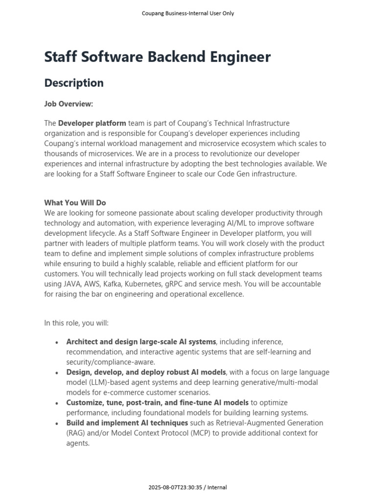 Staff Software Engineer - AI/ML at Coupang | PDF | Artificial ...