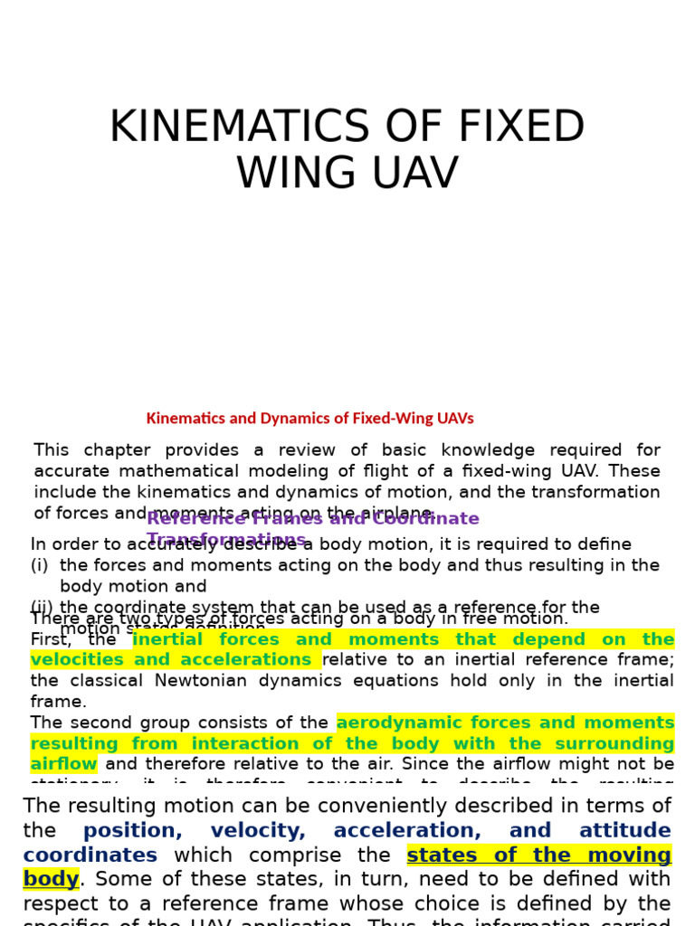 Fixed-Wing UAV Kinematics and Dynamics | PDF | Rotation | Kinematics