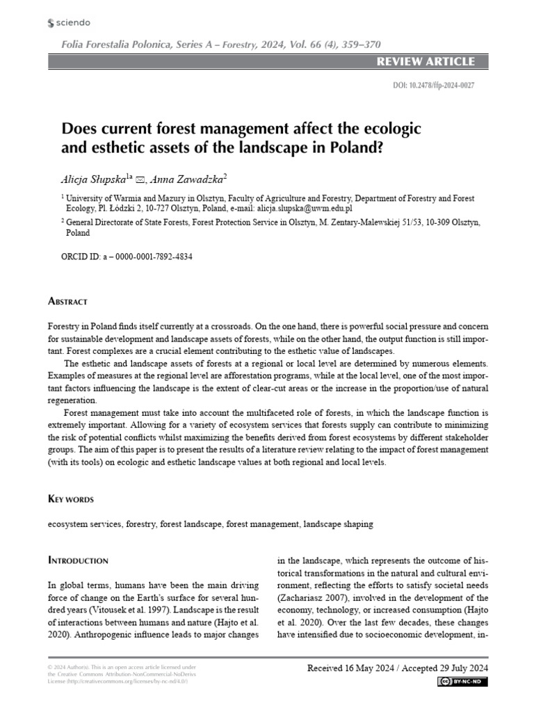 Impact of Forest Management on Polish Landscapes | PDF | Forest ...