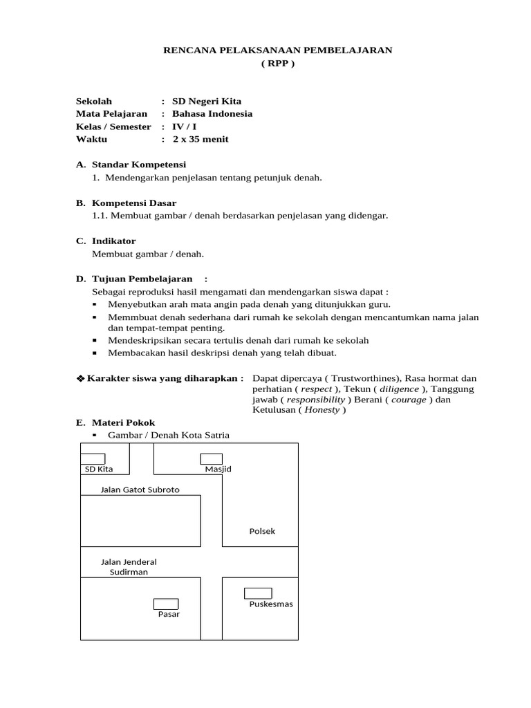 RPP Bahasa Indonesia Kelas IV SD | PDF