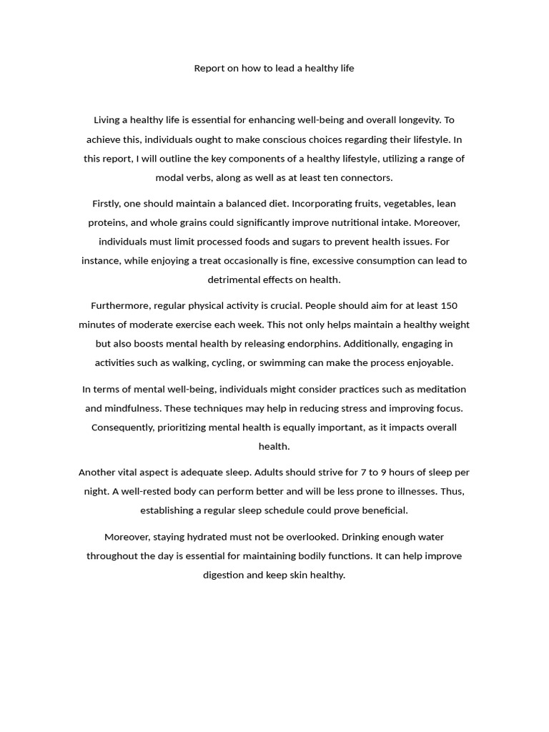 Key Components of a Healthy Lifestyle | PDF