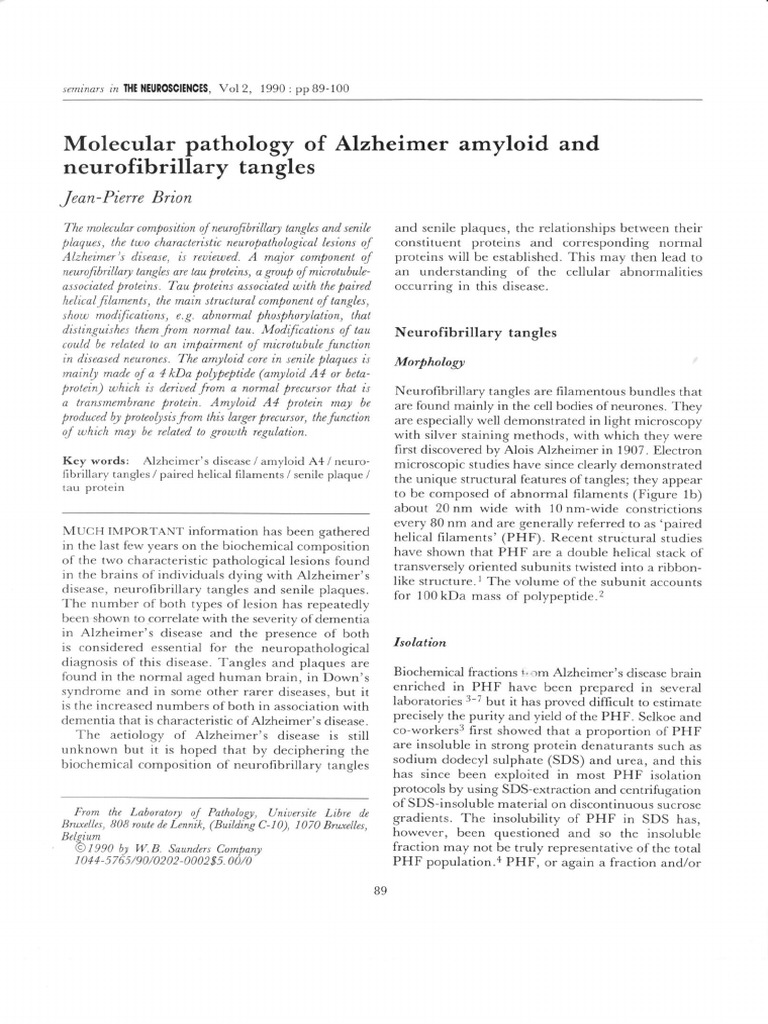Molecular Pathology of Alzheimer's Disease | PDF | Cytoskeleton | Amyloid