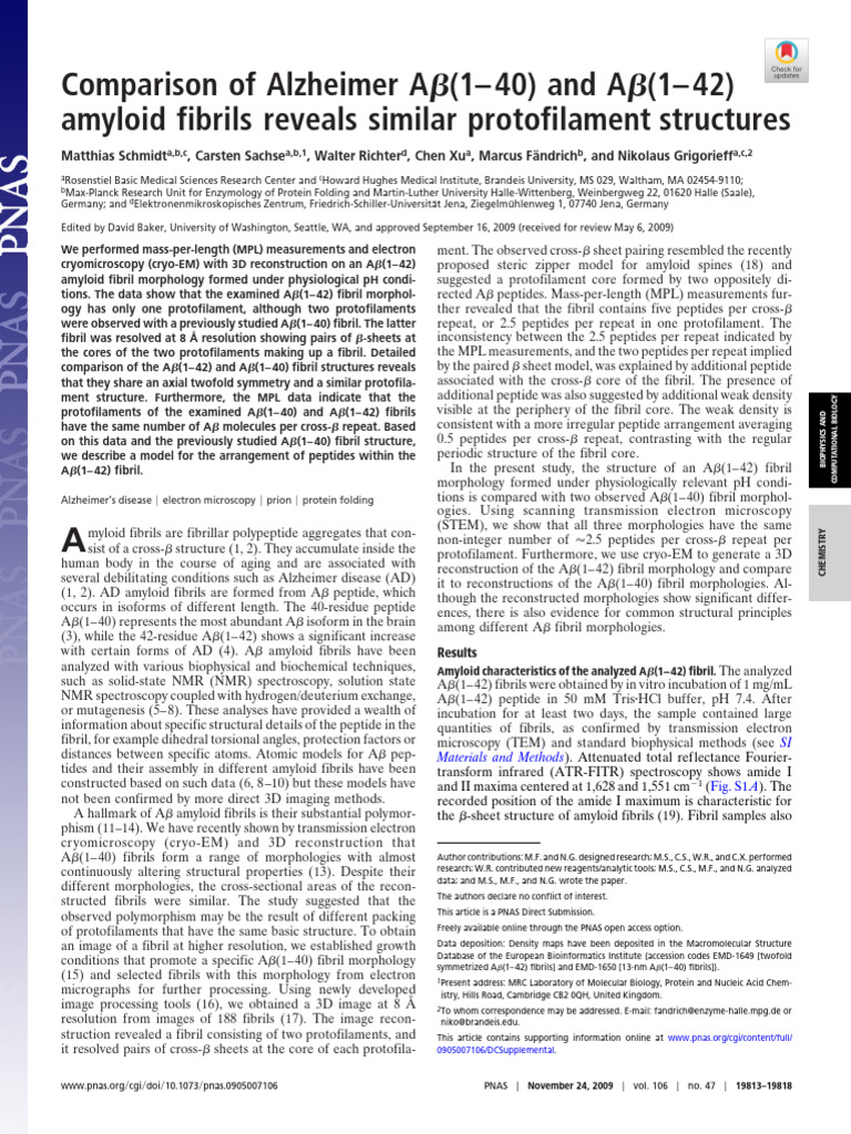2009-Comparison of Alzheimer AB (1-40) and AB (1-42) Amyloid Fibrils ...
