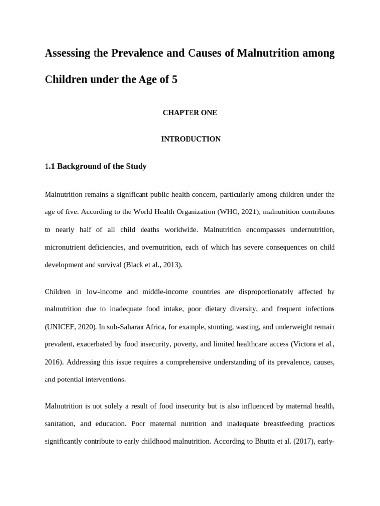 Assessing The Prevalence and Causes of Malnutrition Among Children ...