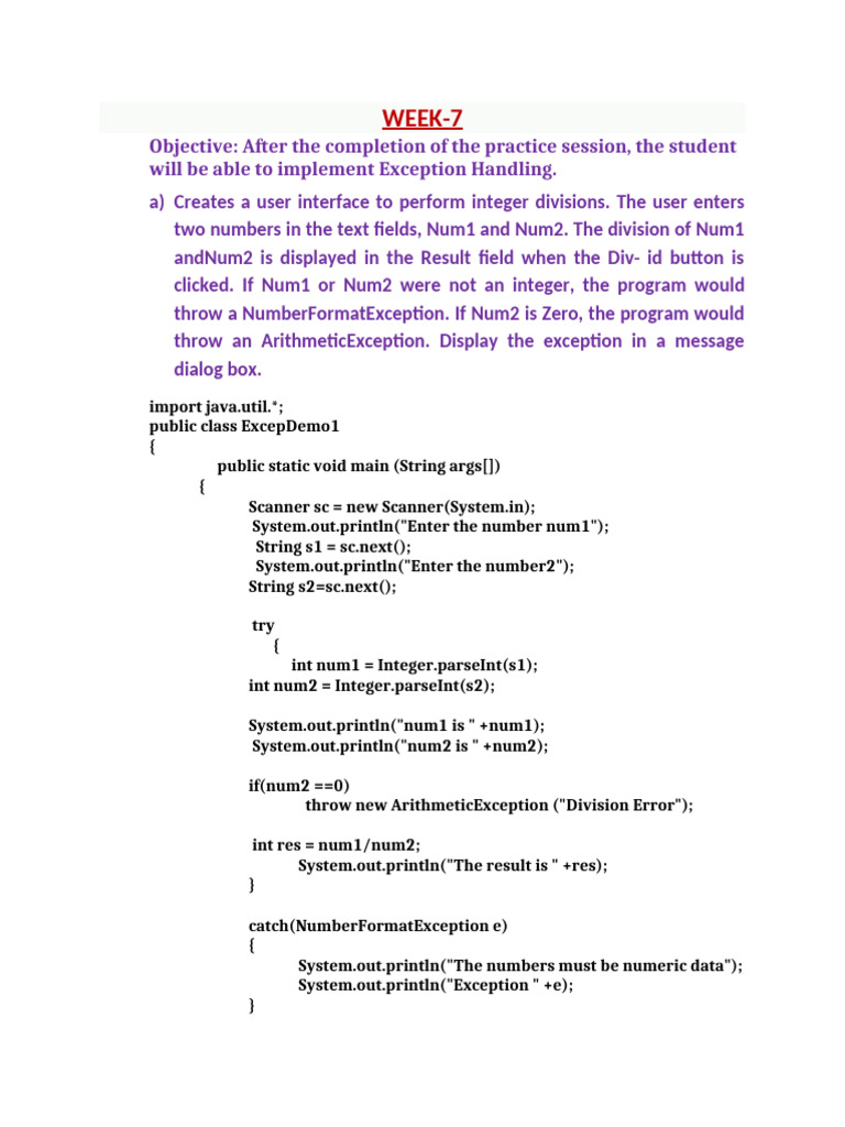 Exception Handling and Multithreading in Java | PDF | Object Oriented ...