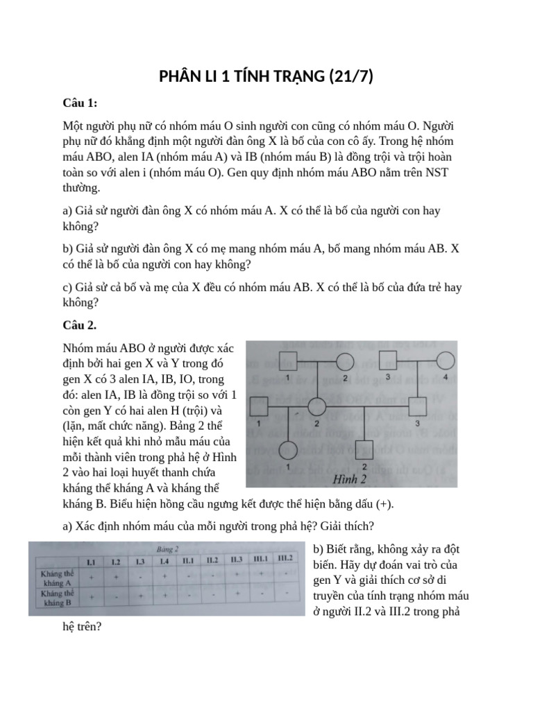 Phân Li 1 Tính TR NG (21/7) | PDF