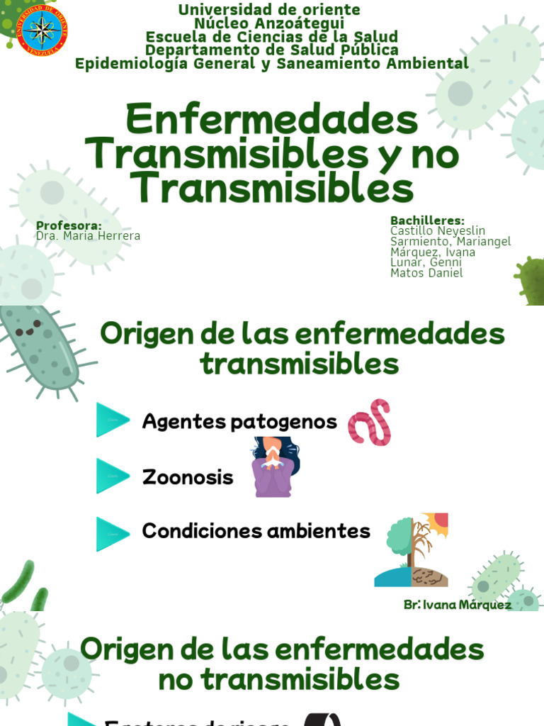 Presentación Enfermedades Transmisibles y No Transmisibles | PDF | Las ...