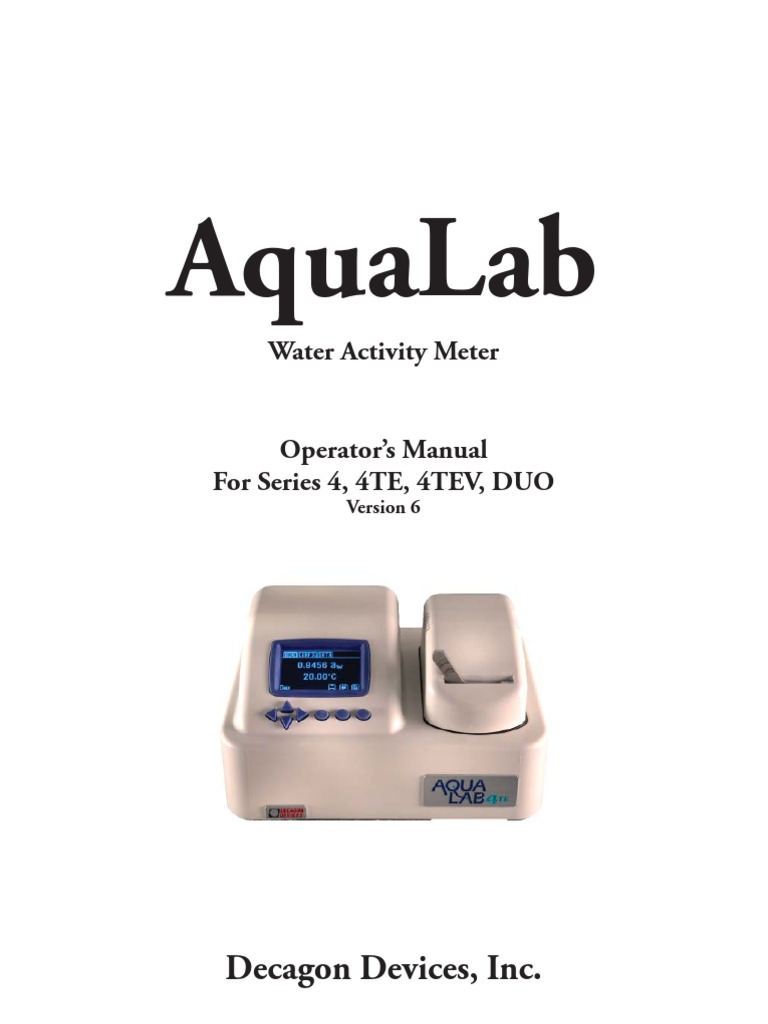 AquaLab 4 Water Activity Meter Manual PDF Phase (Matter) Water