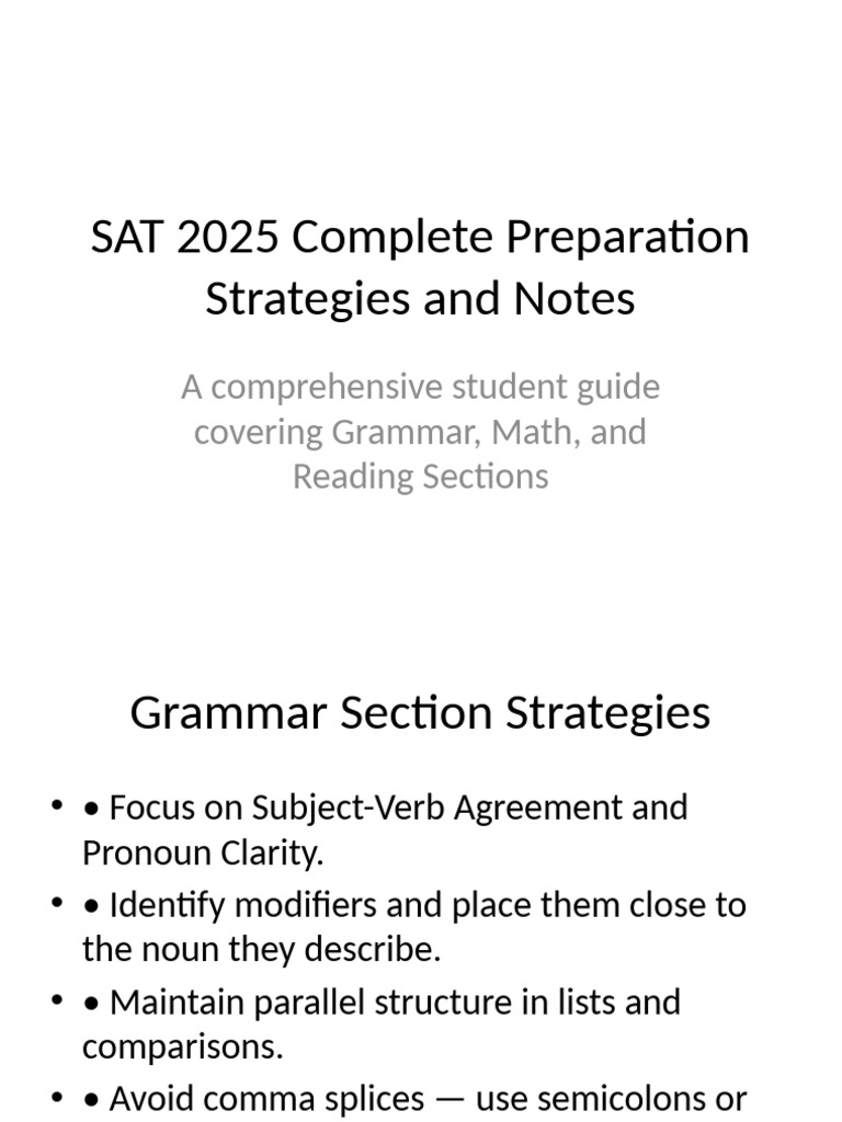 SAT 2025 Prep: Strategies & Tips | PDF