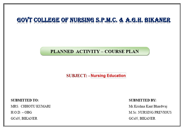 COURSE Plan Front Page New | PDF