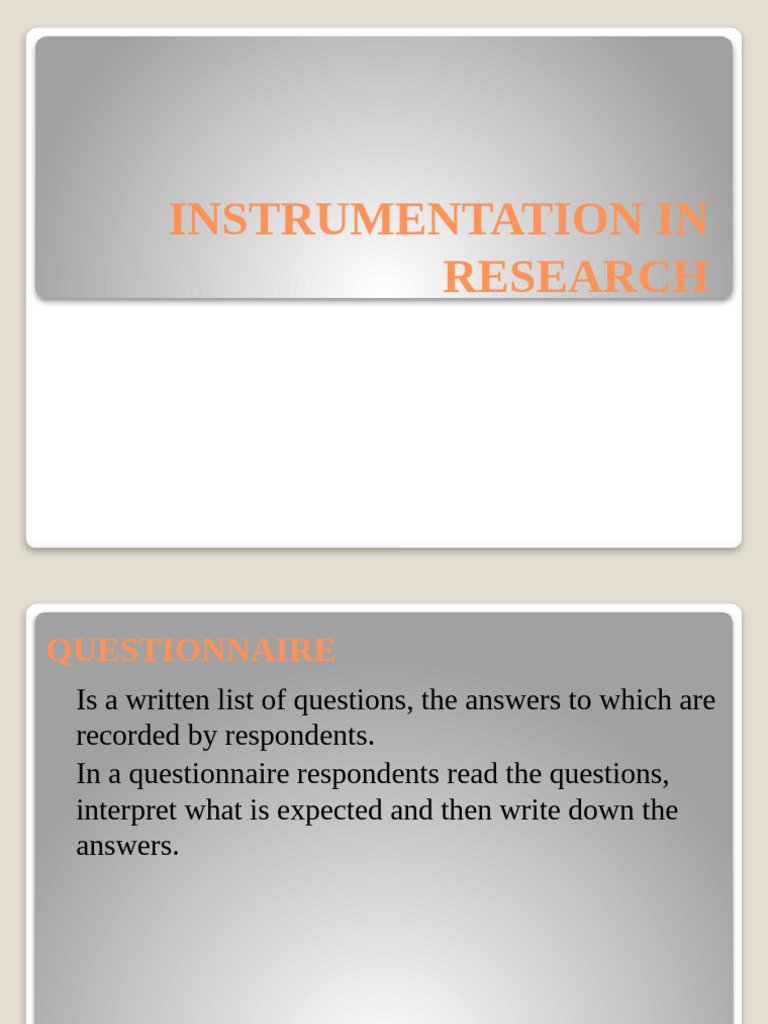Instrumentation in Research | PDF | Questionnaire | Interview