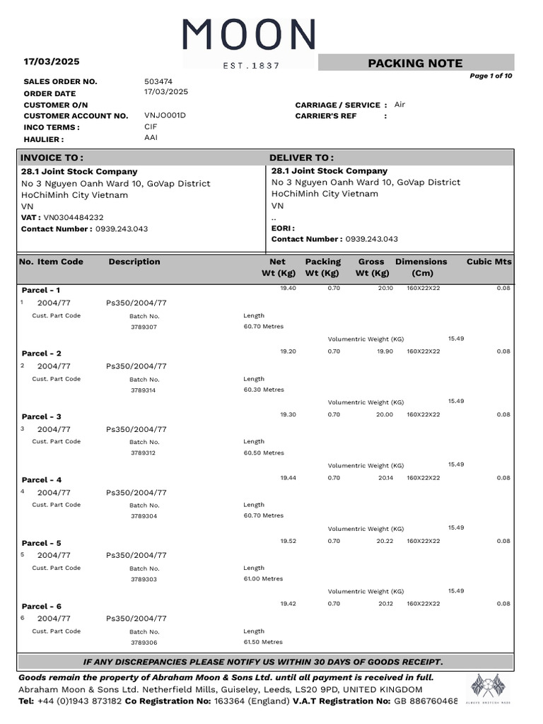 503474 Packing | PDF | Receipt | Supply Chain Management