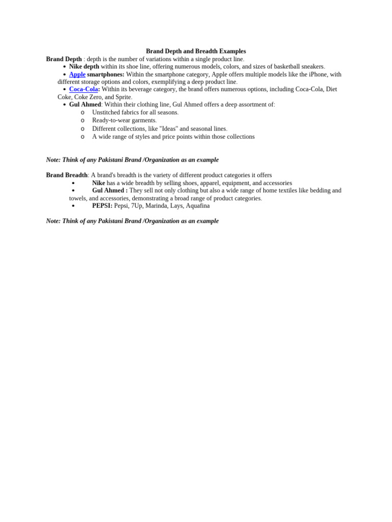 Brand Depth and Breadth Examples | PDF
