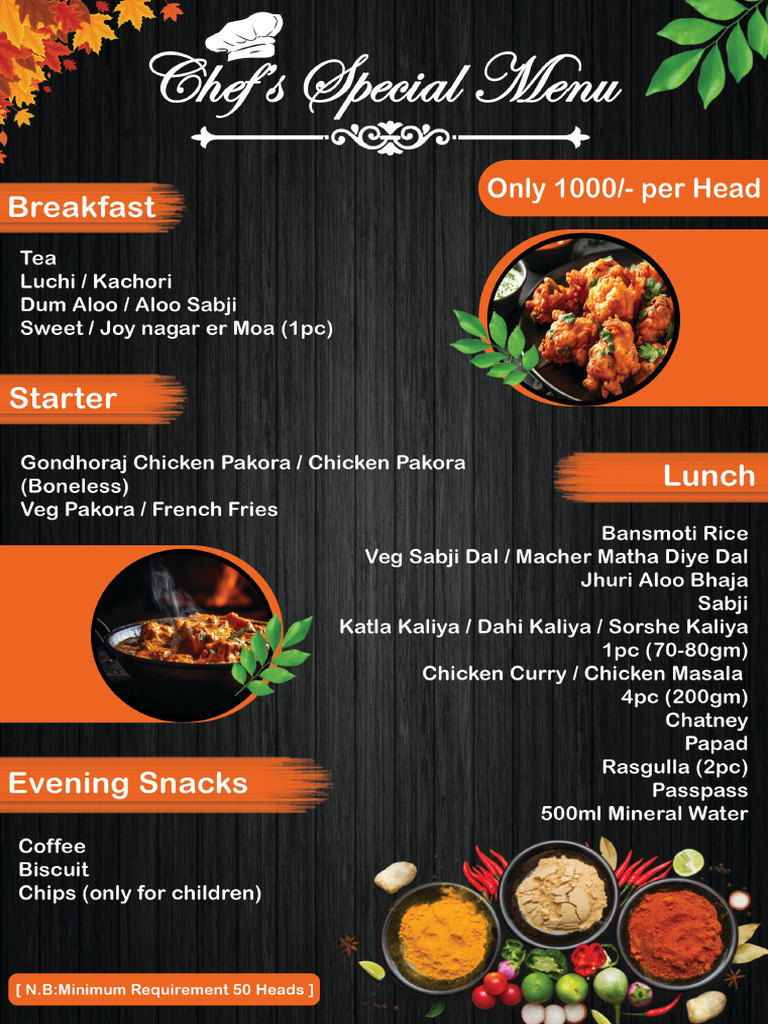 Abokash Baganbari Menu List | PDF