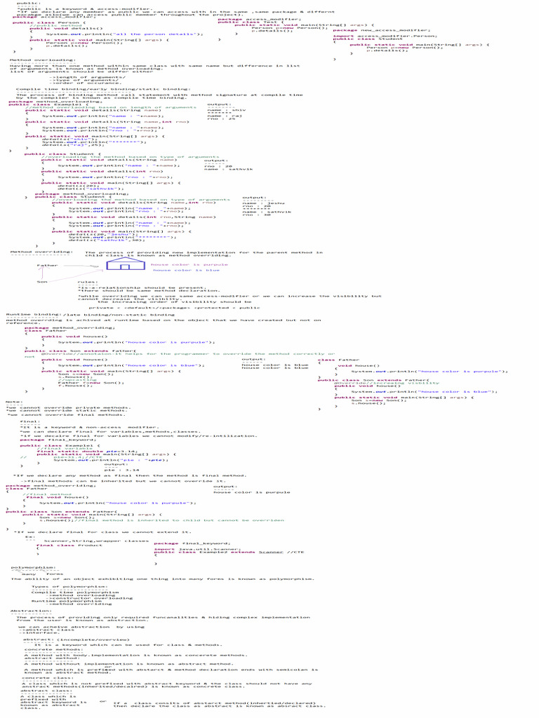 Method Overlaoding, Ocerriding, Final, Polymorphidm, Abstraction1 (E136 ...