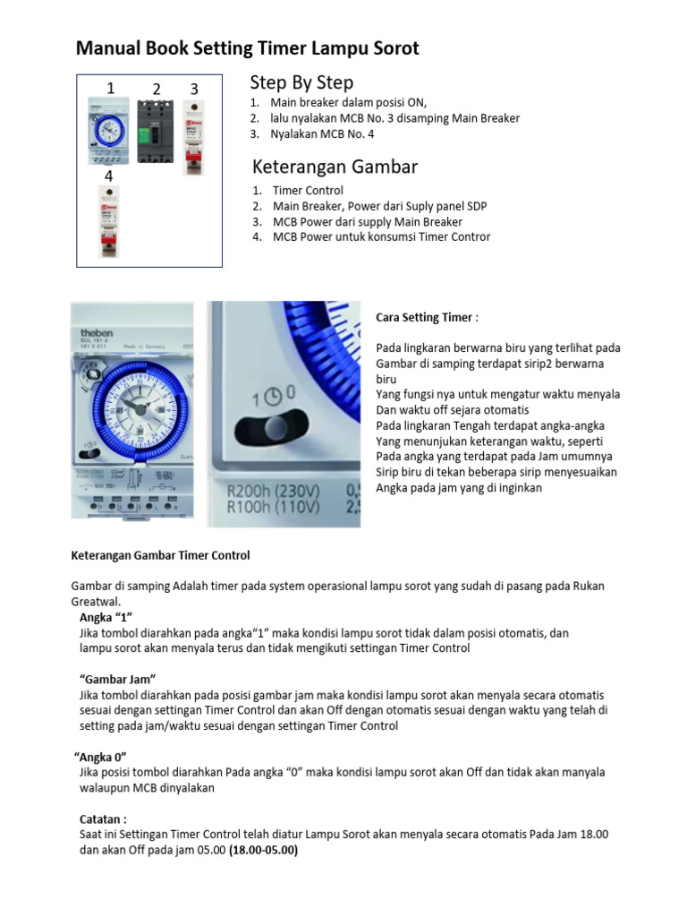 Cara Setting Timer Lampu Sorot | PDF