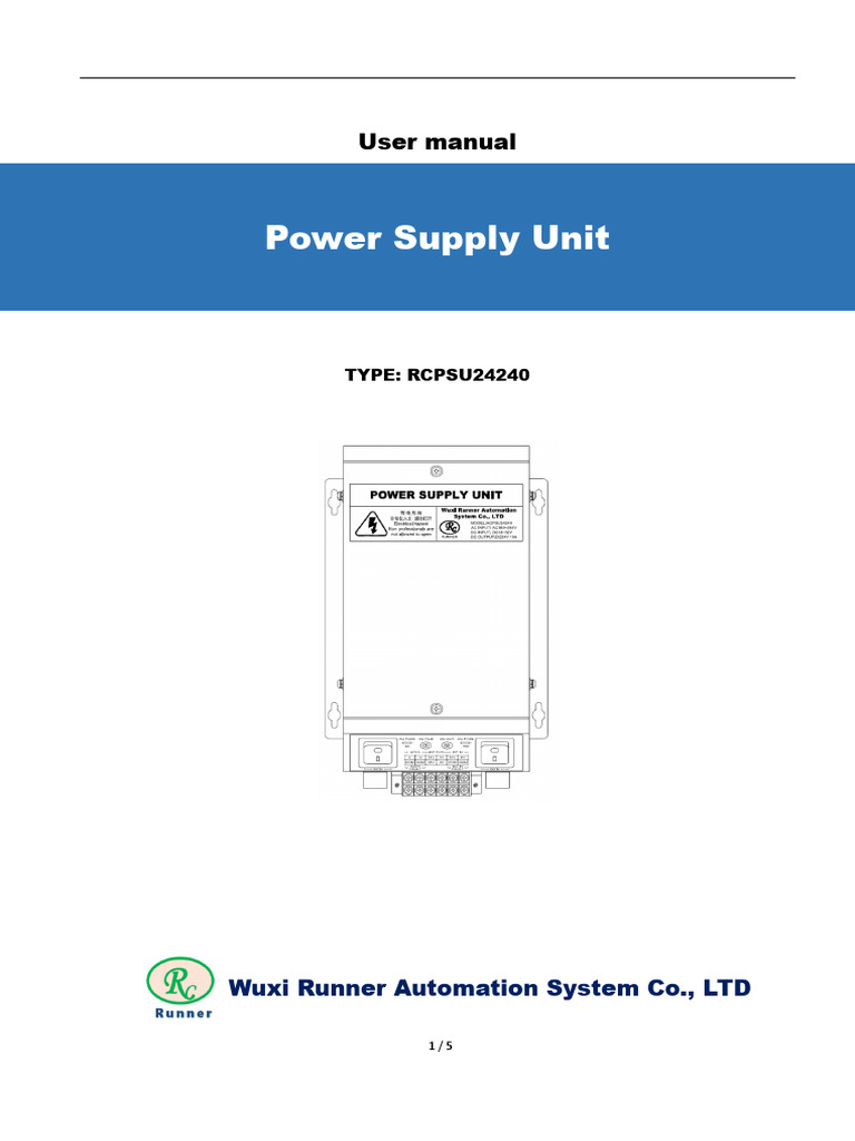 Power Supply Unit User Manual RCPSU24240 | PDF | Power Supply ...