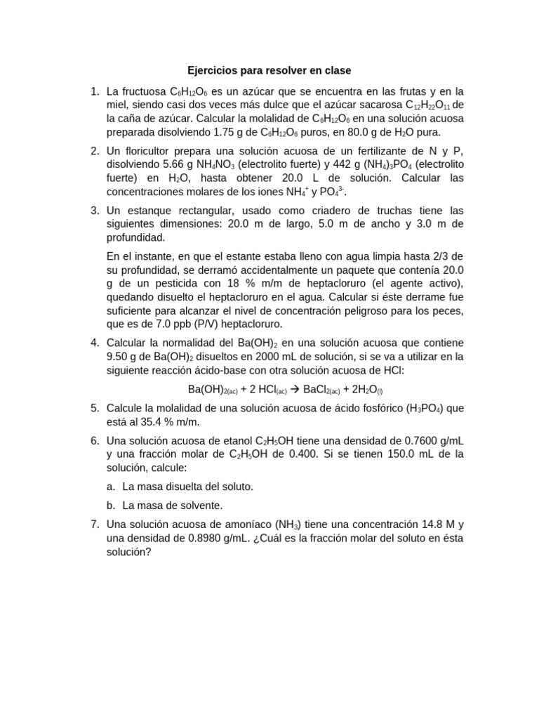 Ejercicios para Resolver en Clase | PDF