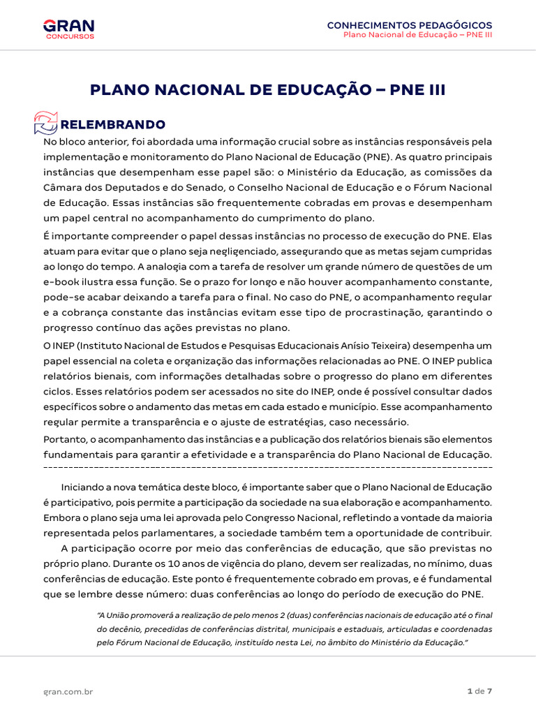 Acompanhamento do Plano Nacional de Educação | PDF | Orçamento ...
