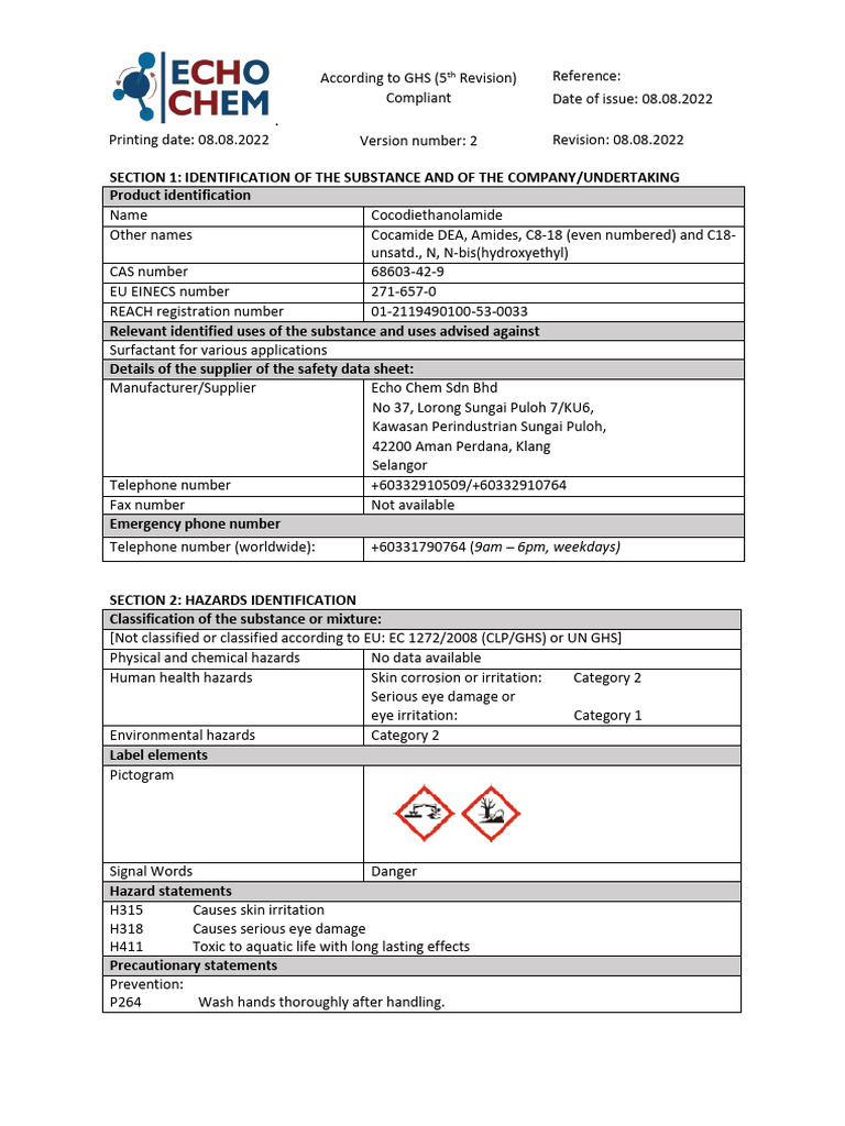98. MSDS_CDEA85 | PDF | Dangerous Goods | Toxicity
