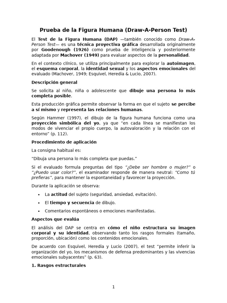 Test de la Figura Humana: Evaluación Psicológica | PDF | Las emociones ...