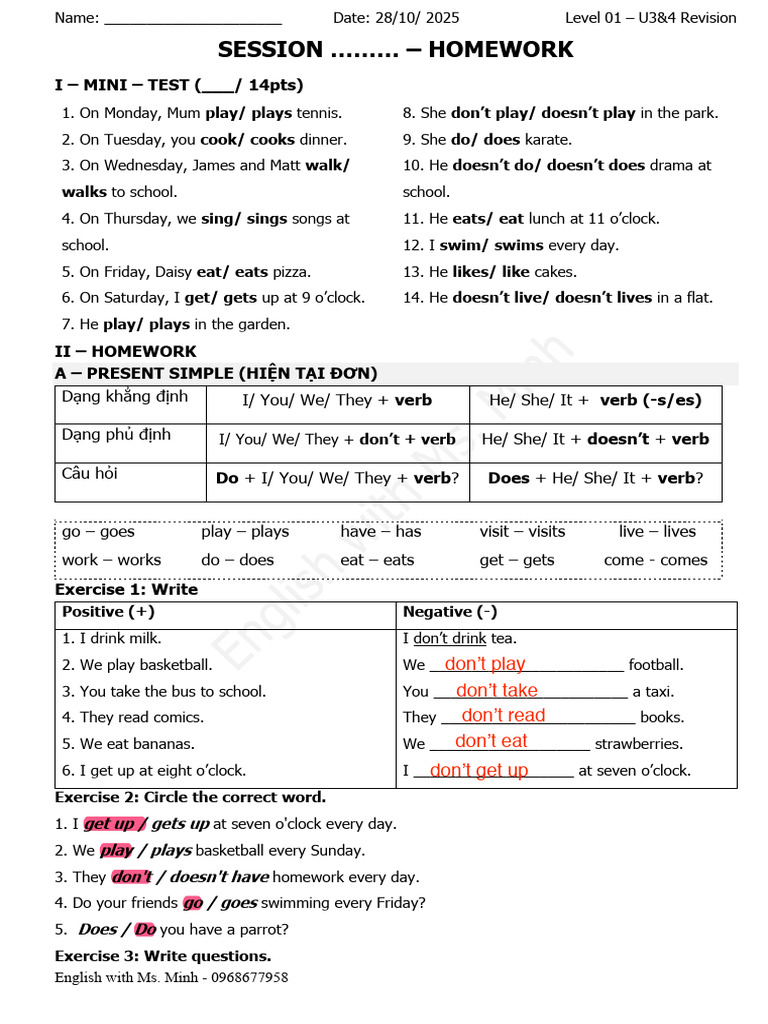 English Present Simple Revision Guide | PDF | Linguistic Morphology ...