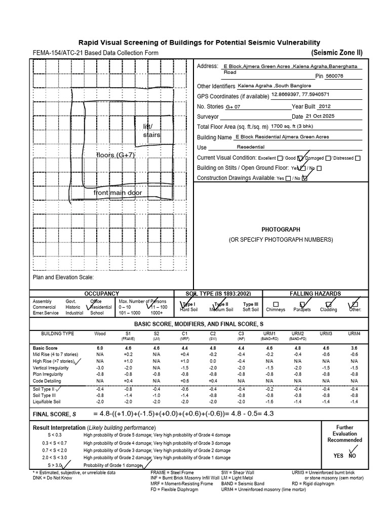 Seismic Vulnerability Assessment Form | PDF | Masonry | Building ...