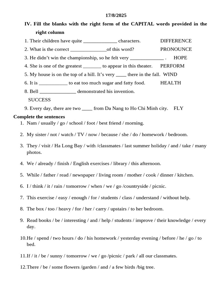 English Grammar Exercises and Answers | PDF