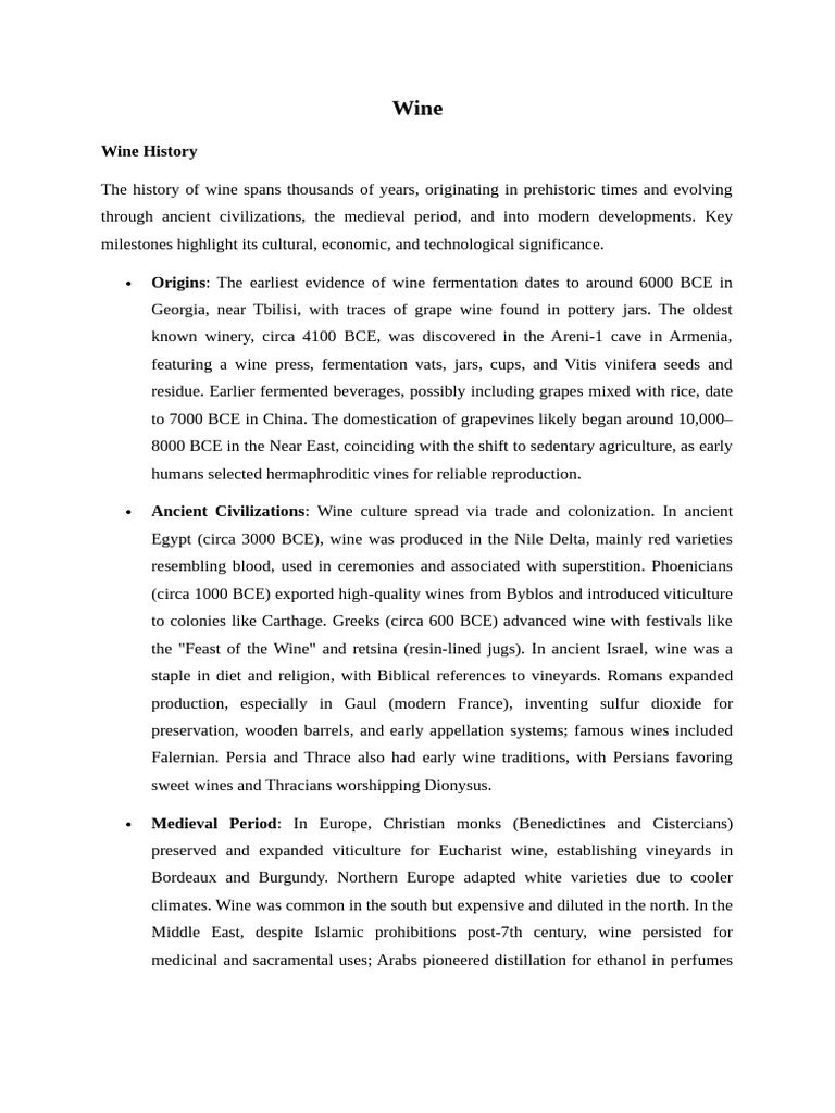 History and Production of Wine | PDF | Winemaking | Alcoholic Drinks