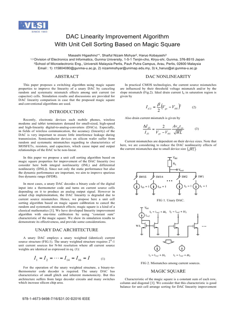 DAC Linearity Improvement Algorithm With Unit Cell Sorting Based On ...