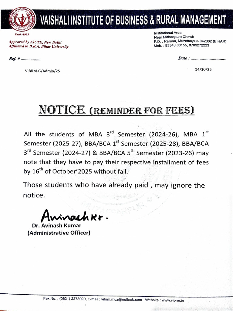 Fees Notice | PDF