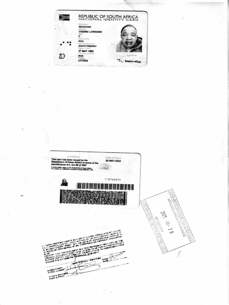 South Africa National ID Card Details | PDF