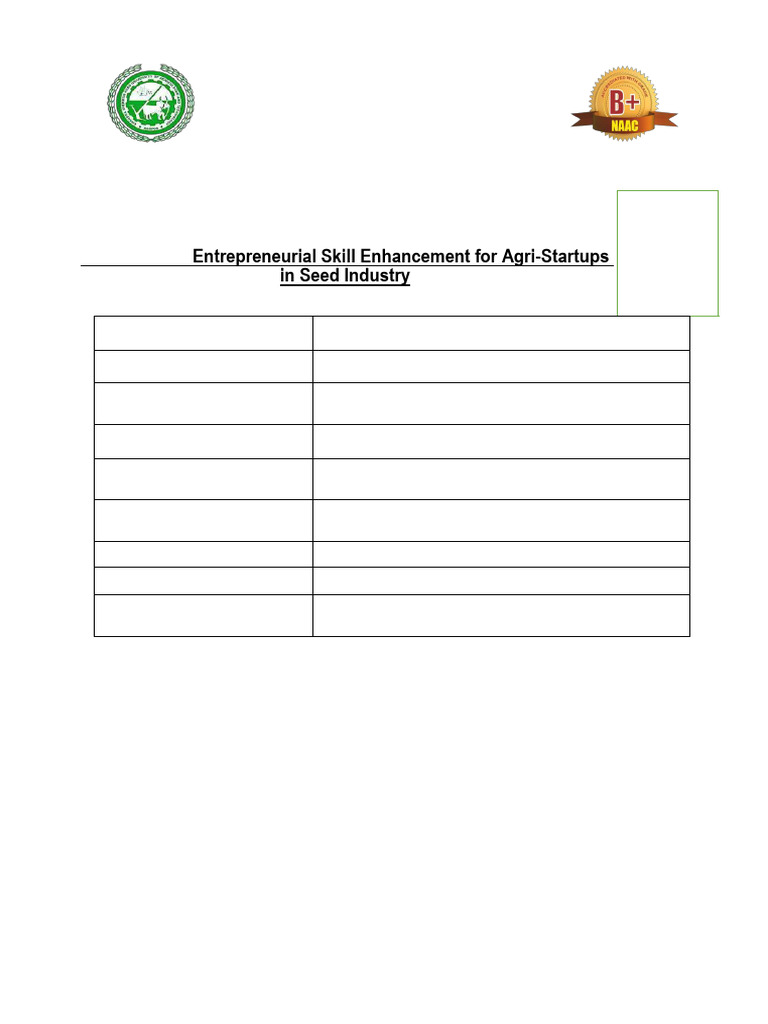 Registration for Agri-Startup Course | PDF
