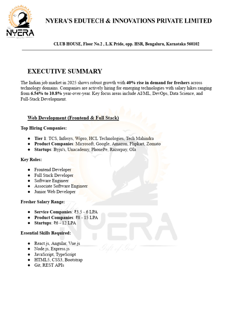 Nyeras Freshers Salary Insights 2025 | PDF | Cloud Computing | Computing