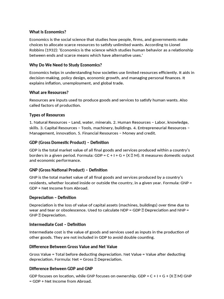 Understanding Key Economic Concepts | PDF | Gross Domestic Product ...