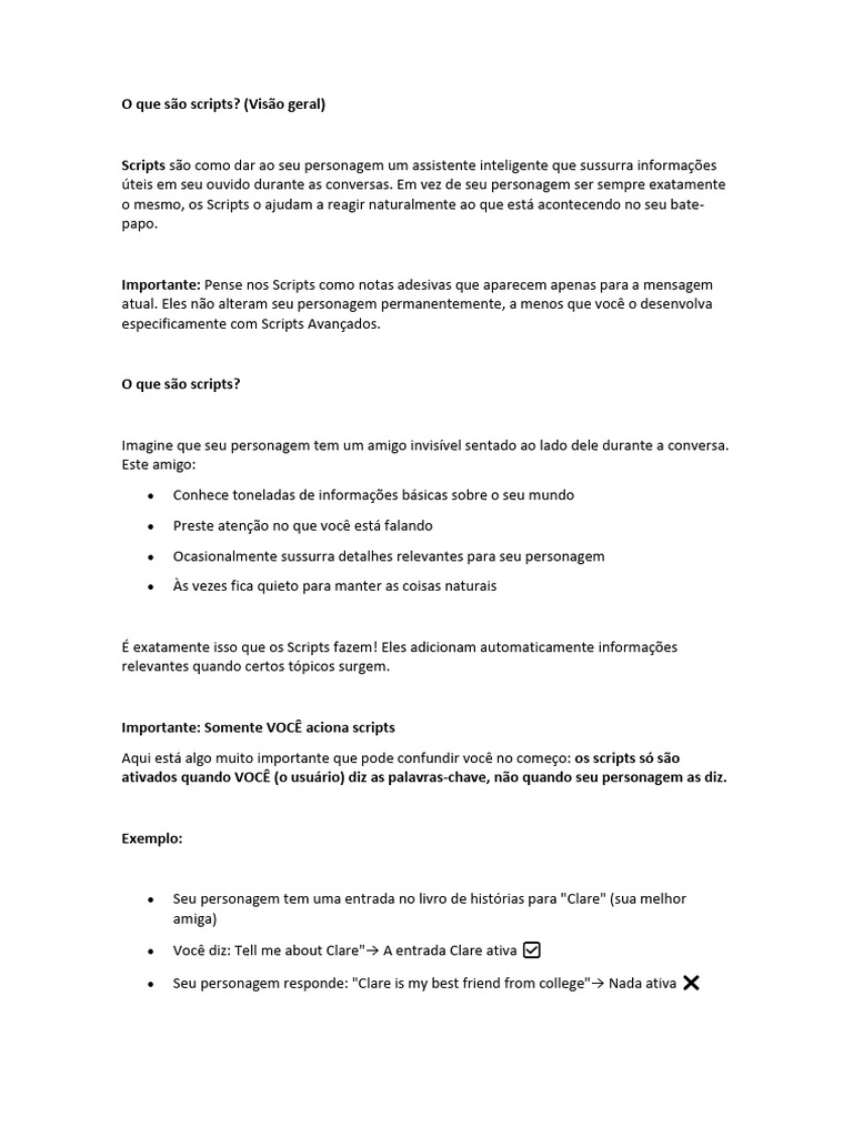 Entenda os Scripts para Personagens | PDF | Linguagem de script | Tempo